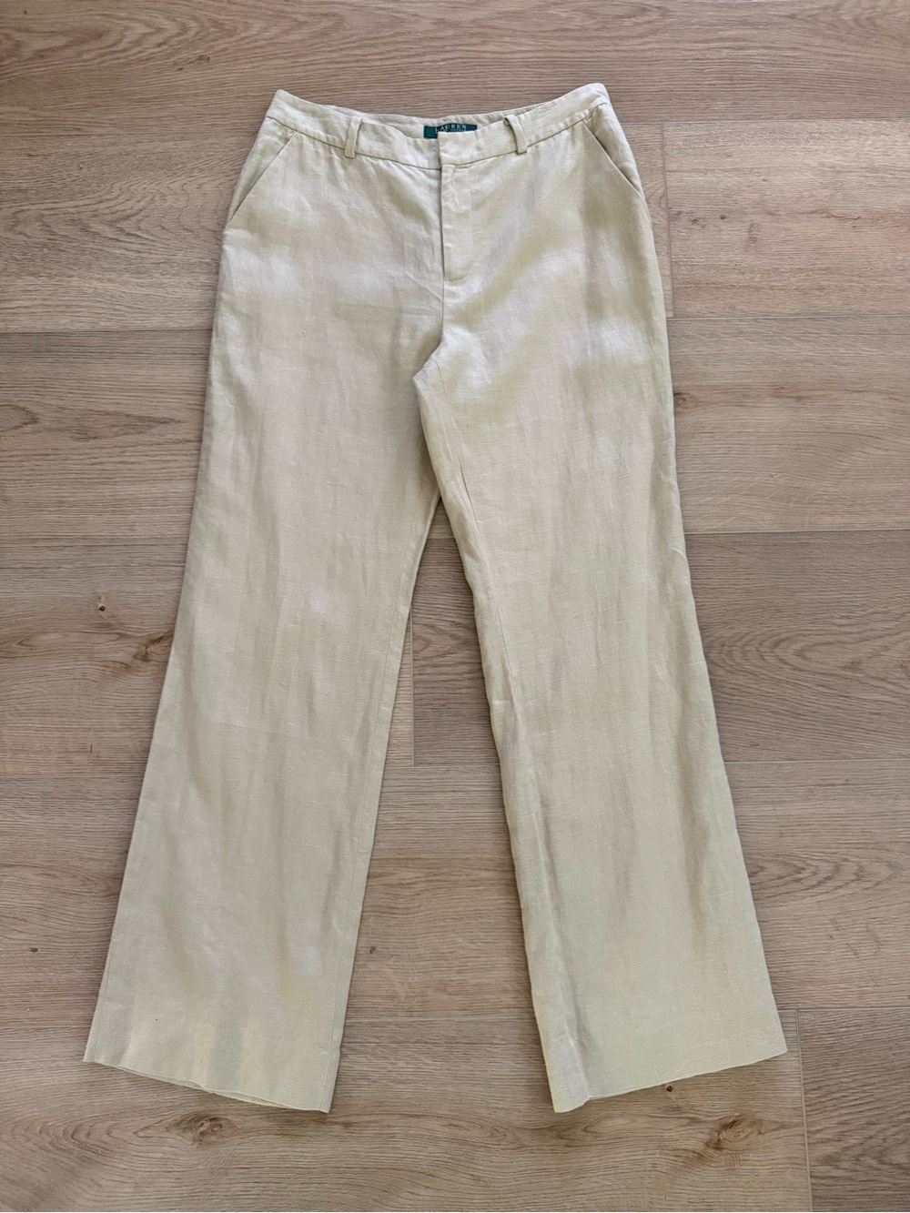 Lauren Ralph Lauren Petite Linen Straight Leg Pants 6P Beige